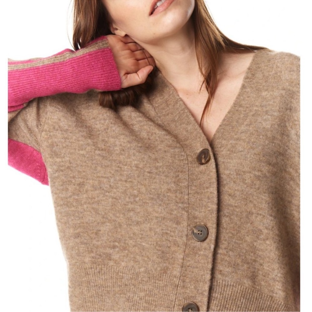 *SOLD* Lisa Todd Lofty Layer Cardigan Chai Pink Academia Barbie Wool Sweater